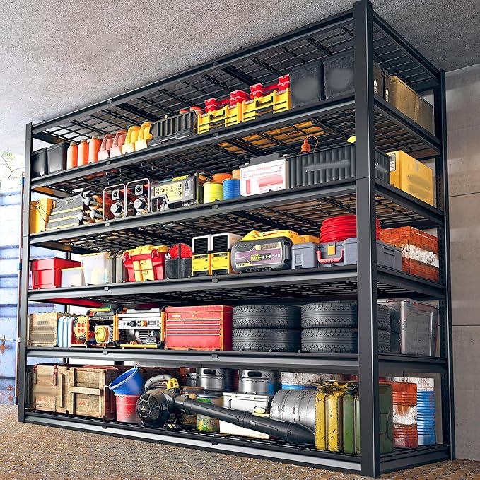 REIBII 60" W Garage Shelving, 3000LBS Storage Shelves, 6 Tier Heavy Duty Shelving, Adjustable Metal Shelving Units and Storage Rack for Warehouse, Pantry, Basement, 60" W x 84" Hx 24" D, 3 Pack