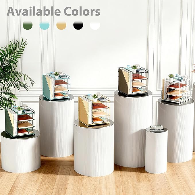 Desk File Organizer and Accessories, 4-Tier Paper Organizer with Vertical File Holder, Office Desk Accessories & Workspace Organizers and Storage for Office Supplies (Green)