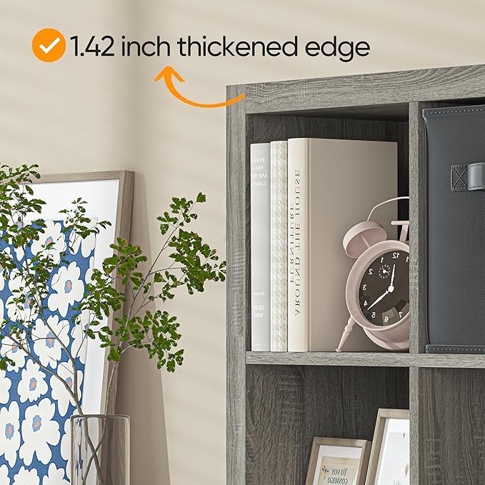 Bookshelf with Storage Bins, 20-Cube Storage Organizer with Back Panels, Modern Bookshelf for Bedroom, Multifunctional Display Cube Bookshelves for Living Room, Bedroom, Home Office