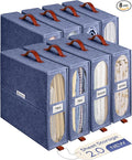 8x Bed Sheet Organizer Storage Boxes with Big See-Through Windows | Bedsheet Organizers Redesigned. Robust Bed Sheet Storage |15x13x5 Inches Sheet Organizers Containers (Denim)