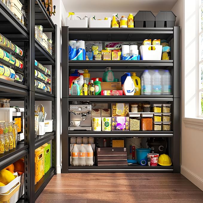 REIBII 40" W Garage Shelving, Heavy Duty Storage Shelves Load 2500LBS, 5-Tier Adjustable Metal Shelving, Garage Shelves for Warehouse, Pantry, Basement, 72" H x 40" W x 18" D, 2Pack