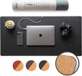 Nordik Cork Leather Desk Mat Cable Organizer (Pebble Black 35 X 17 inch) Premium Extended Mouse Mat for Home Office Accessories - Non-Slip Vegan Leather Desk Pad Protector & Desk Blotter Pad