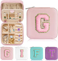 Parima Small Jewelry Box for Girls, Initial Jewelry Boxes for Girls | Small Jewelry Organizer | Travel Jewelry Case | Mini Travel Jewelry Box - Letter G, Pink