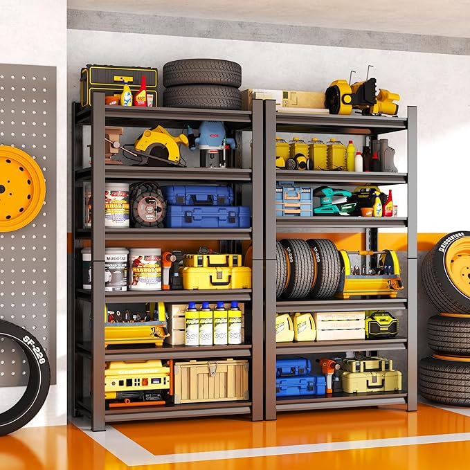 6-Tier Garage Shelves, Metal Shelving Unit, Adjustable Storage Shelves Heavy Duty 36''W*16''D*82''H，Double-Layer Column with Reinforced Ribs Capable of Bearing 3624 Lbs for Garage, Basement, Warehouse