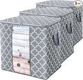 WISELIFE Storage Bags [3 Pack/100L] Large Blanket Clothes Organization and Storage Containers for Comforters,Bedding, Foldable Organizer with Reinforced Handle, Clear Window, Sturdy Zippers,Light Gray
