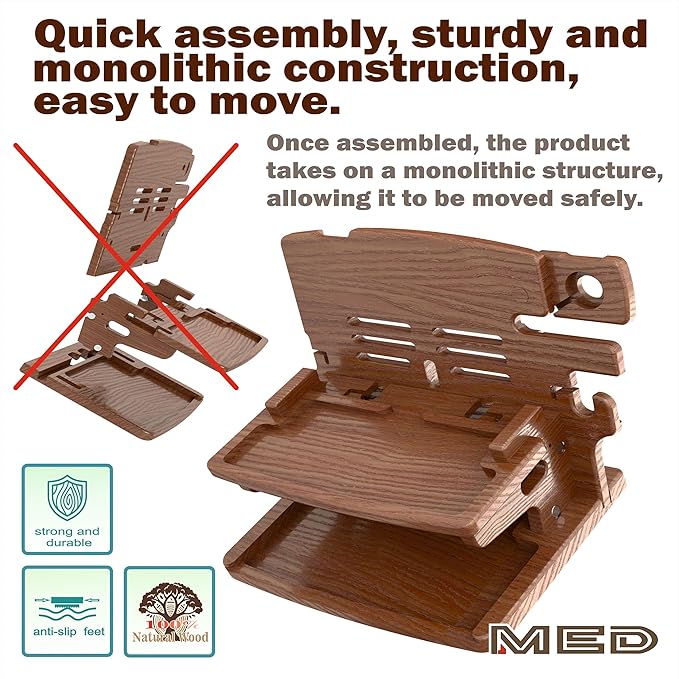 MED Wood Phone Docking Station – Nightstand Desk Organizer for Phone, Watch, Wallet & Tablet – Gift for Men, Husband, Dad & Women – Wooden Charging Stand, (Dark Walnut, Model 2)
