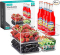 Sorbus Stackable Refrigerator Organizer Bins - Set of 4 Clear Storage Bins for Kitchen Pantry, Freezer & Fridge Organization - Food Organizing Plastic Containers with Handles for Countertops & Drawers