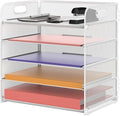 Supeasy 5 Trays Paper Organizer Letter Tray with Handle-Mesh Desk File Organizer, Paper Sorter Desk Organizer for Office, Home or School