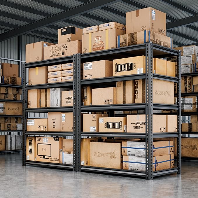 72" H Storage Shelves with Reinforced,2000LBS Garage Shelving,Adjustable Metal Shelving Unit,Garage Shelve Heavy Duty for Basement, Warehouse, Kitchen,35.6" W × 16" D × 72" H, Black