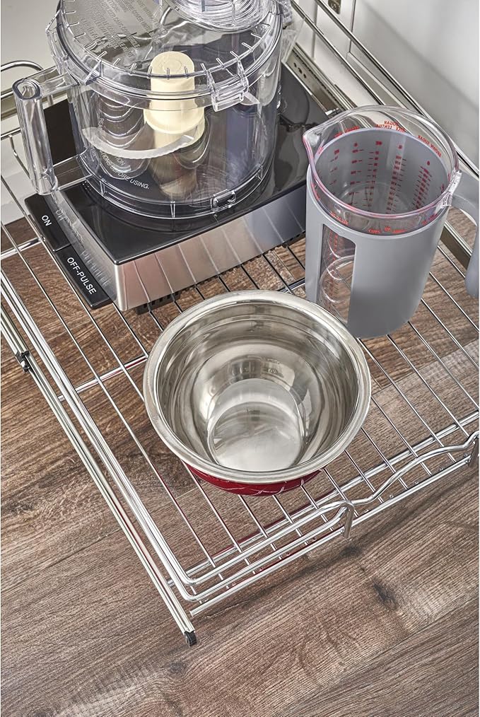 Rev-A-Shelf Kitchen Cabinet Pullout Shelf and Drawer Organizer Slide Out Pantry Storage Basket in Multiple Sizes, 24 x 22 In, 5WB1-2422CR-1