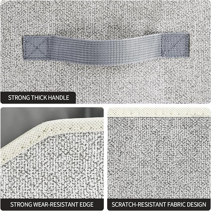 Trapezoid Closet Shelf Organizer - Large Baskets for Organizing, Fabric Storage Box for Shelves, Cube Storage Bins for Clothes, Books, Blankets, 3 Pack, Light Gray