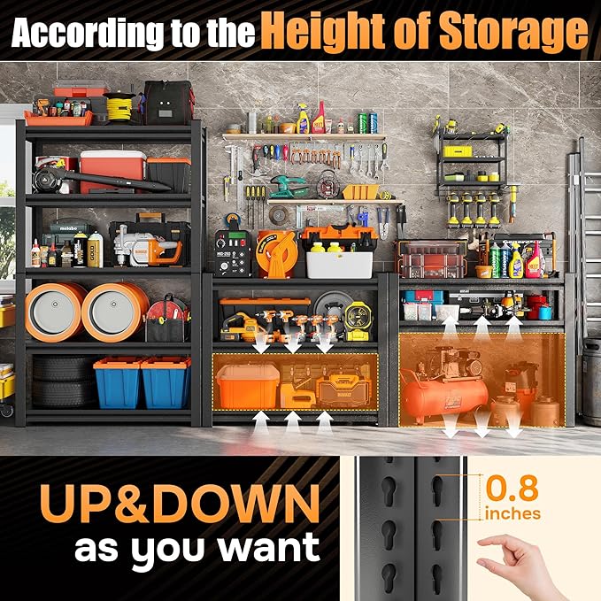 51.2" W Storage Shelves 3600lbs Garage Metal Shelving Heavy Duty Garage Shelves Adjustable Storage Shelves for Industrial, Factory,51.2" W X 23.6" D X 47.2" H