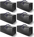 Heavy Duty Extra Large Moving Bags W/Backpack Straps - Strong Handles & Zippers, Storage Totes For Space Saving, Fold Flat, Alternative to Moving Box and Storage Bin (Set of 6, Black)