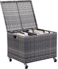 BIRDROCK HOME Rolling File Box - Storage Cabinet with Wheels - Weatherproof Rattan-Style Resin Deck Chest for Garden, Home and Office - Organize Cushions, Toys, and Accessories - Storage Box - Grey