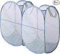 Foldable Mesh Popup Laundry Hamper,Laundry Basket Easy to Open and Fold for Dorm,Travel, College Dorms, and More (2 light gray)