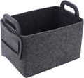 Minoisome Storage Basket Felt Storage Bin Collapsible& Convenient Box Organizer with Carry Handles for Office Bedroom Closet Babies Nursery Toys Laundry (Dark grey, 13.8inch（L）×9.5inch（W）×8.3inch（H）)