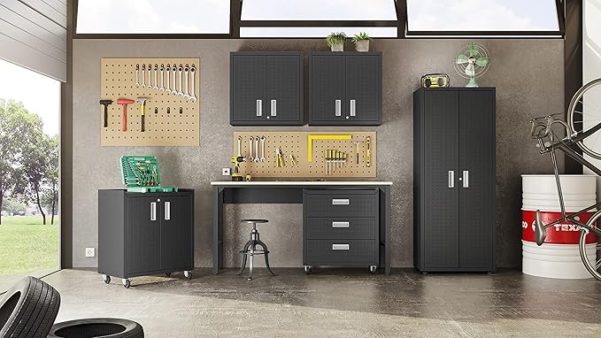 Manhattan Comfort Fortress Storage Units, Charcoal Gray