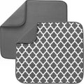 S&T INC. Dish Drying Mat 2 Pack, 16” x 18”, Absorbent Microfiber Kitchen Counter Mat, Dish Drying Pad for Dishes, Utensils, Pots and Pans, Large, Grey and Grey Trellis