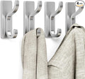 pickpiff Wall Hooks for Coat and Towel: 13LB Adhesive Door Hanger Stick on for Bathroom, Dorm, RV, Closet - Silver, 4 Pack