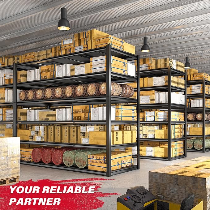 REIBII 60 "W Storage Shelves Heavy Duty, 6 Tier Garage Shelving, 3500 LBS Industrial Shelving, Adjustable Metal Shelves for Garage, Warehouse, School, Commercial, Business, 84 "H x 60 "W x 24 "D