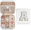 Parima Christmas Stocking Stuffers Gifts for Teenage Girls Grandkids, 3 4 5 6 7 8 9 10 11 12 13 14 Year Old Girl Gifts, Gift for Women Travel Jewelry Case Jewelry Box | Letter A, White
