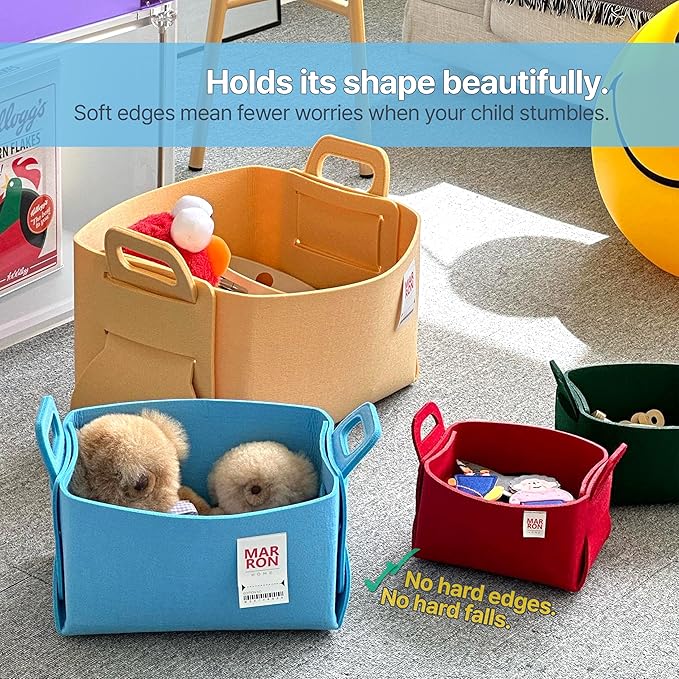 Collapsible Felt CHOCOBROWN Storage Bin Large 14.6"x9.4"x9.4" – Foldable Basket with Handles for Closet, Laundry Room Organization, Toy Storage, Decorative Storage Bins for Shelves, Nursery