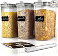 Simply Gourmet Airtight Cereal Containers with Lids – 3 Piece Tall Kitchen Pantry Organization Set, BPA-Free Clear Plastic, Pour Spout Lids for Breakfast Cereal, Rice, Flour, Sugar, Snacks