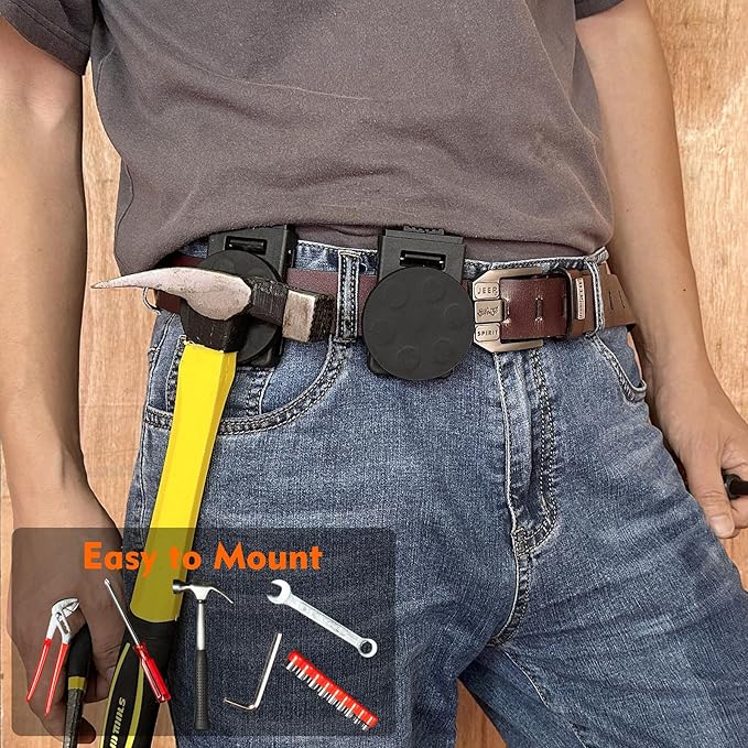 MUTUACTOR Tool Holster Belt Clip,Heavy-Duty Magnetic Tool Holder for Belt Clip,Anti-Slip Strong Magnetic Clips Tool Belt Accessories for Hammer Screwdrivers Adjustable Wrench Heavy Tools Hardware