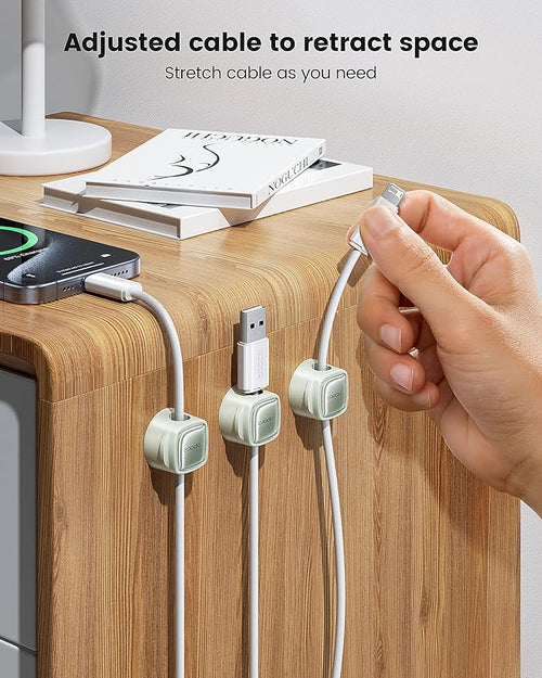 12 Pack Magnetic Cable Clips – Cord Organizer & Holder, Toocki Adhesive Cable Management, Wire Holder for USB Charging Cables, Ideal for Home, Office, Car, Desk, and Nightstand-Green