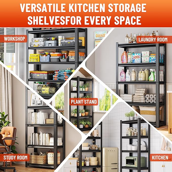 Kitchen Storage Rack，3 Tier Shelving Unit，Metal Adjustable Shelf，1050LBS Steel Shelving Rack，Storage Racks for Kitchen Bathroom Pantry Closet Laundry (31" H*27.6" W*13.8" D)