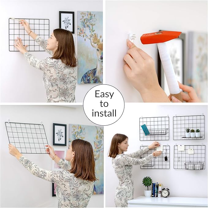ODOXIA 1-Pack Wire Wall Grid Panel | Photo Grid Wall Decor | Metal Grid Board for Hanging Pictures | Black Wire Grid Organizer for Home, Office & Kitchen | Wall Grid Panel for Display & Storage