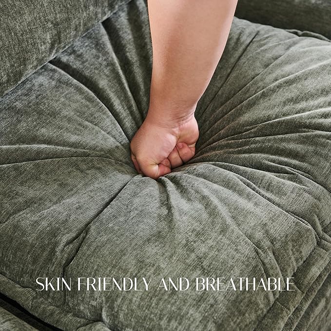 88.98" Sectional Couches for Living Room, Cloud Couch Sectional with Large Storage, L-Shape Modular Sectional Sofa with Ottoman, 4 Seater Chenille Sofa with Pillow for Apartment, Bedroom, Green