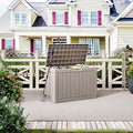 Outdoor Storage Box, Resin Deck Boxes Indoor and outdoor, Waterproof Storage Box Lockable Lid (Grey, 50 Gallon)