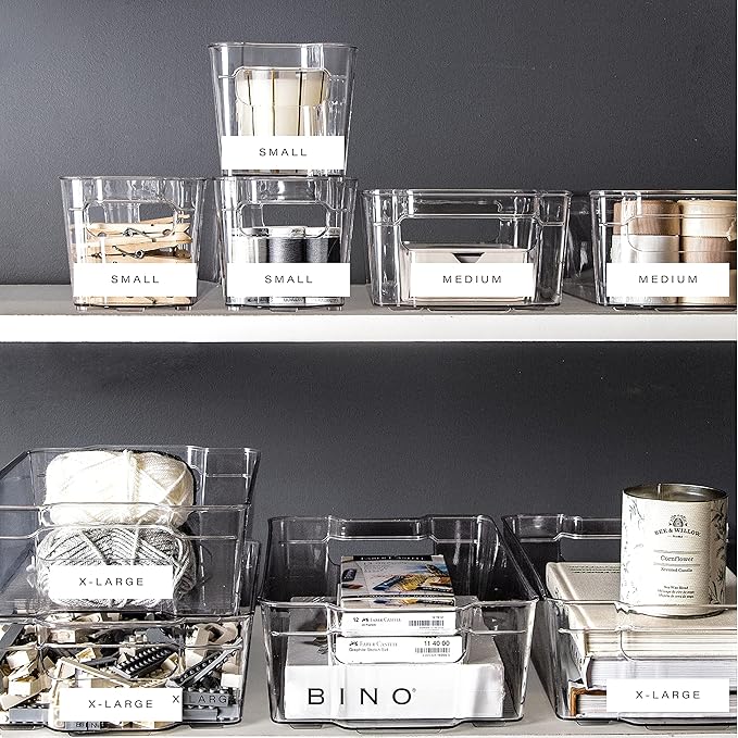 BINO | Stackable Plastic Storage Bins, Small - 12 Pack | THE STACKER COLLECTION | Multi-Use Organizer Bins | BPA-Free | Pantry Organization | Home Organization | Fridge Organizer | Freezer Organizer