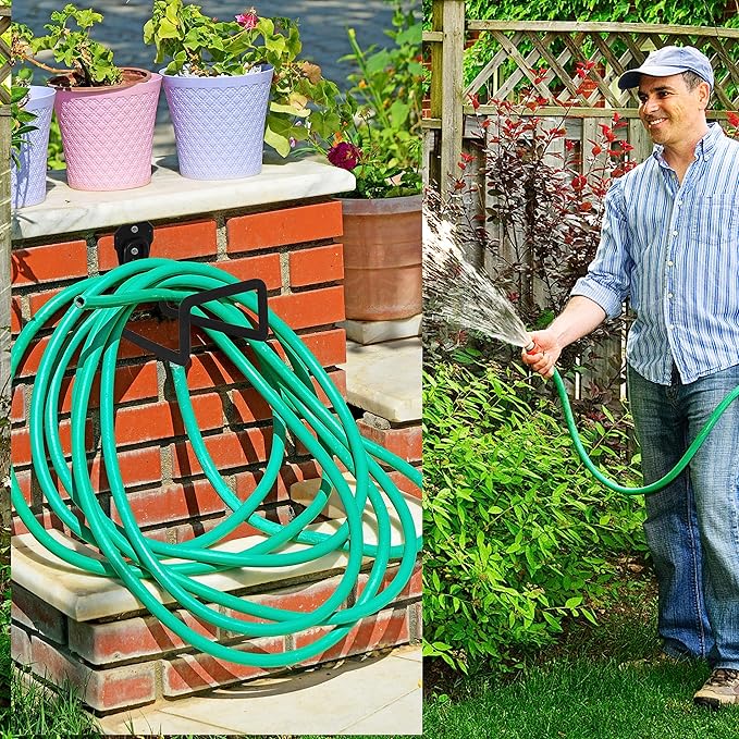PHYEX Garden Hose Holder Wall Mount, Metal Hanger With Protective Coating, Water Hook for Outside Yard, Fits 50-100 ft Expandable Hoses, Perfect for Garden, Yard, or Outdoor Storage Needs