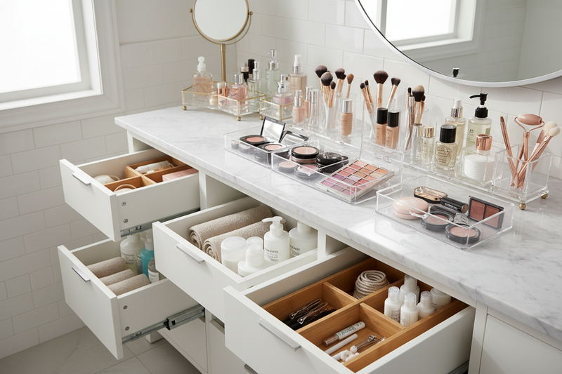 Bathroom & Drawer Organizers

Clean, Calm, and Clutter-Free Bathrooms

Our bathroom solutions help organize toiletries, cosmetics, and personal care items.

Includes:

Vanity organizers

Under-sink storage units

Drawer trays

Cosmetic holders (make it real photo)