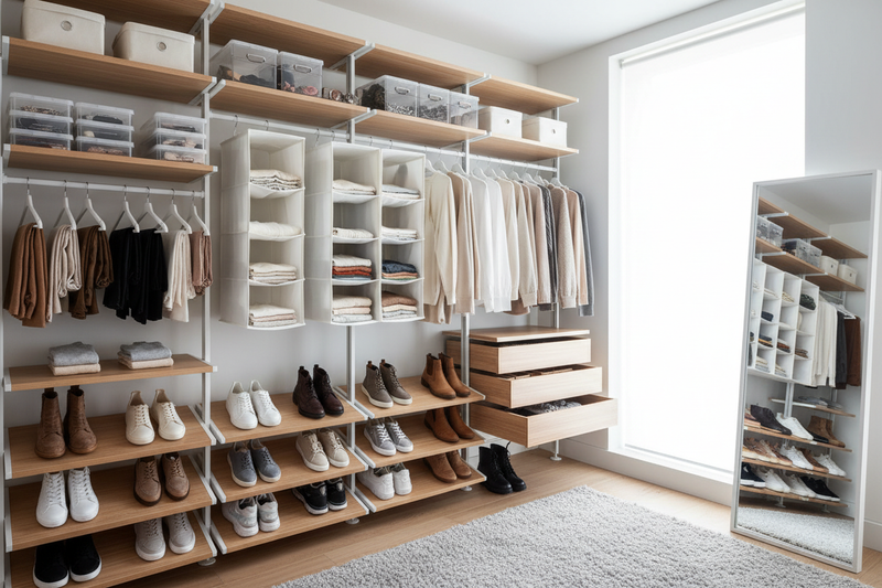 Closet & Wardrobe Organizers

Maximize Your Closet Space

Our closet solutions help you turn crowded wardrobes into neat, accessible spaces.

Includes:

Adjustable shelving systems

Hanging organizers

Shoe racks and storage boxes

Drawer dividers (make it real photo)